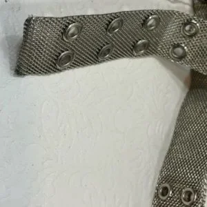 VTG Silver Metal Mesh Belt w/Double Eyelet Design & Rectangle Roller Buckle Silver Mesh | Accessories | Vtg Silver Metal Mesh Belt  main image 4